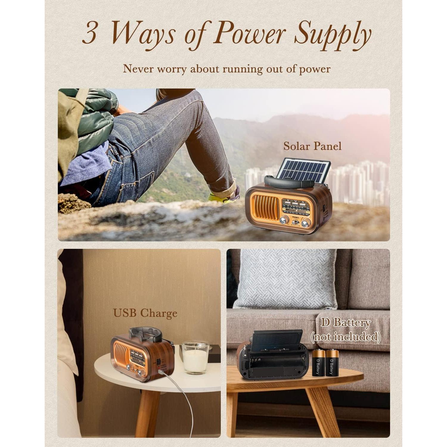 Radio Portátil PRUNUS J-150 AM FM Bluetooth Retro 0.54 kg