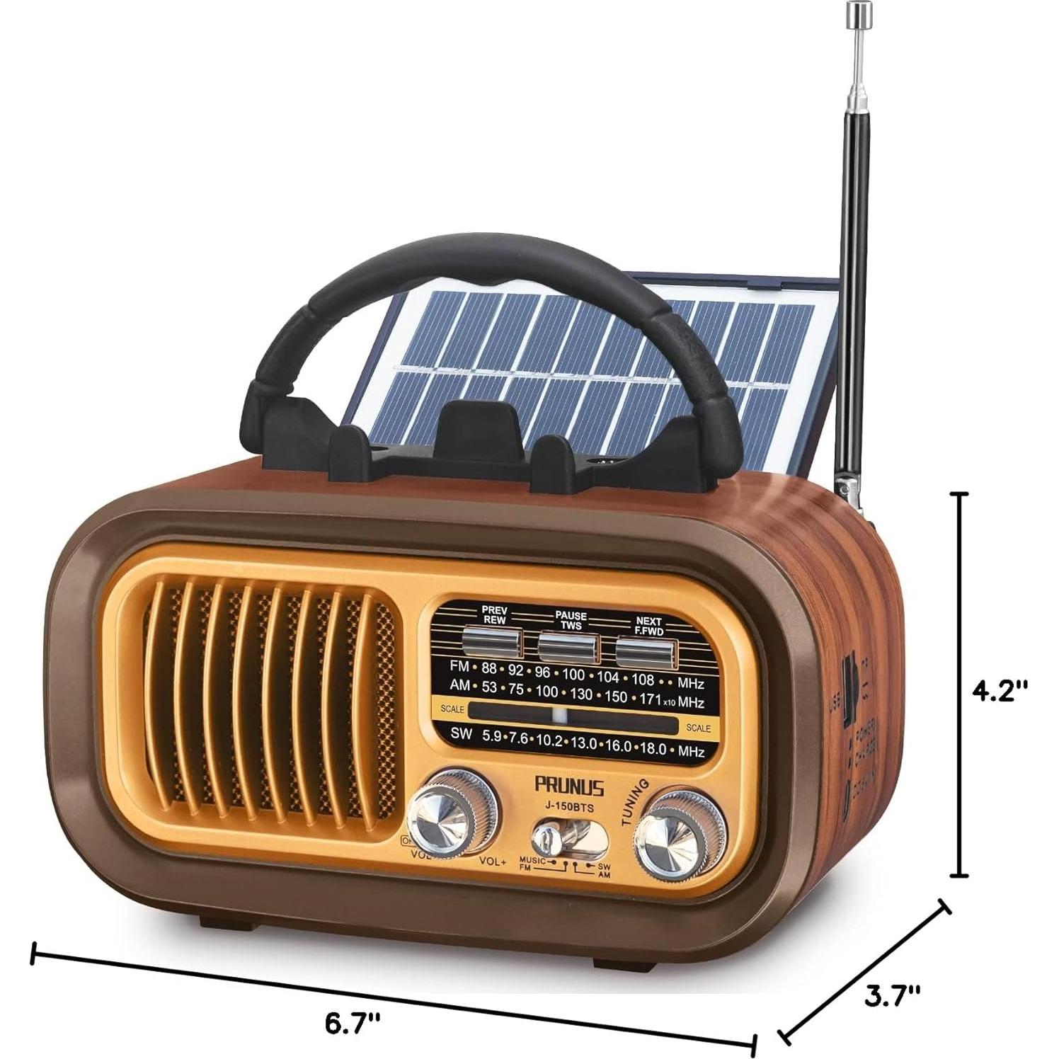 Radio Portátil PRUNUS J-150 AM FM Bluetooth Retro 0.54 kg
