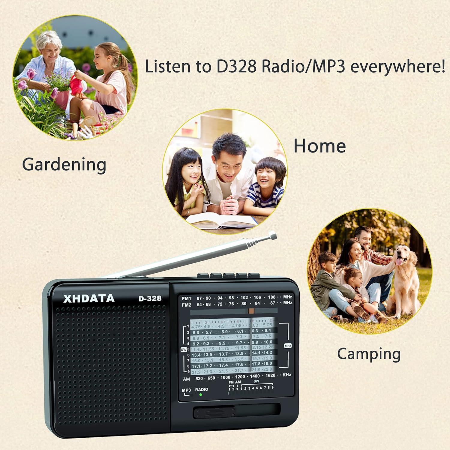 Radio Portátil XHDATA D-328 Multibanda AM FM DSP Estéreo