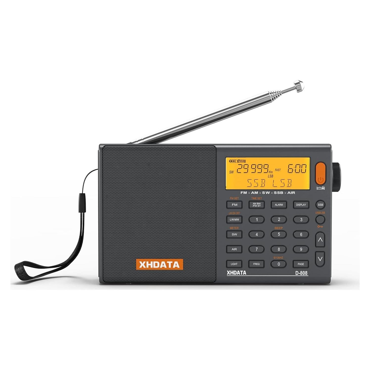 Radio Portátil Multibanda XHDATA D808 Gris AM FM SW LW