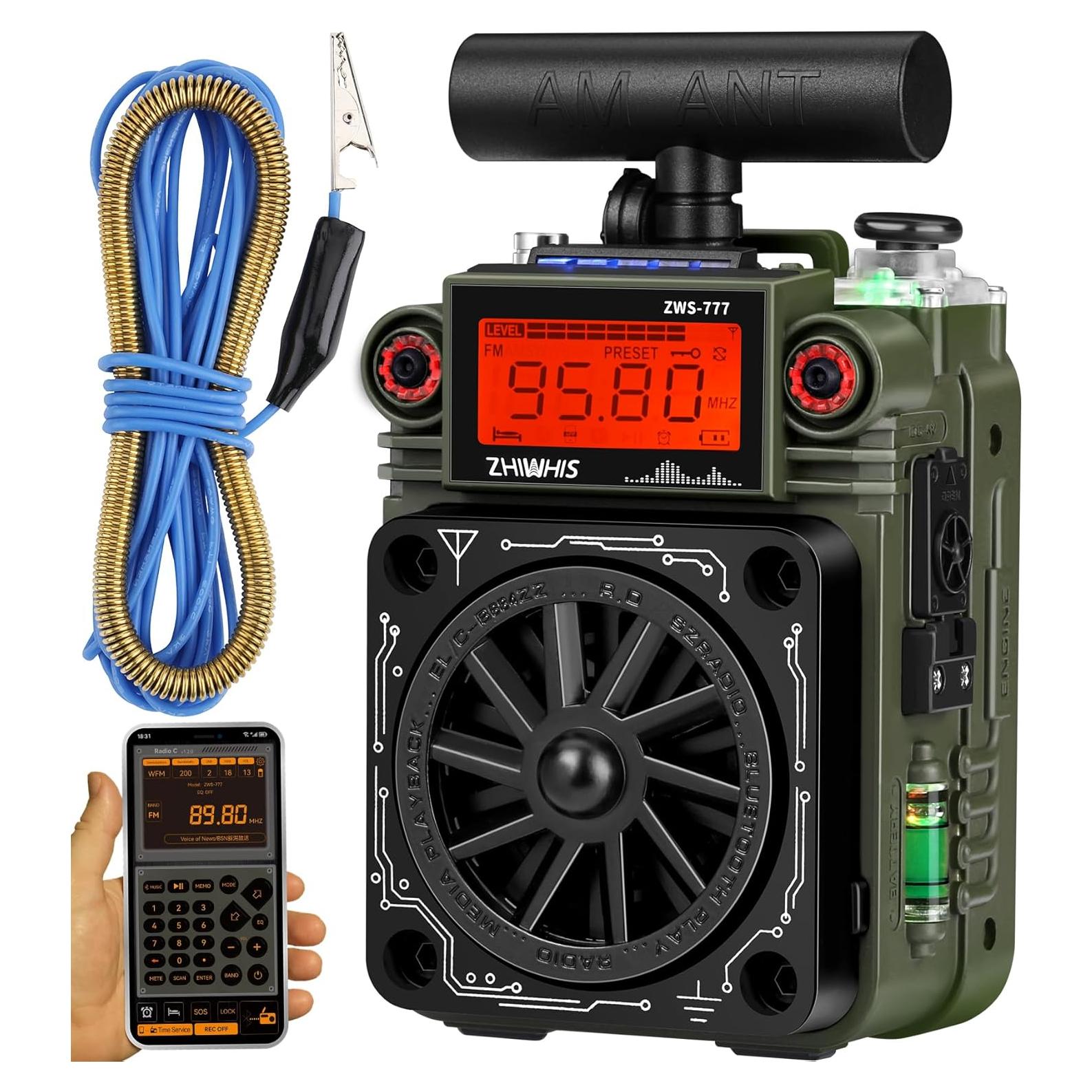 Radio ZHIWHIS ZWS-777 AM/FM/SW con Bluetooth y Alerta NOAA