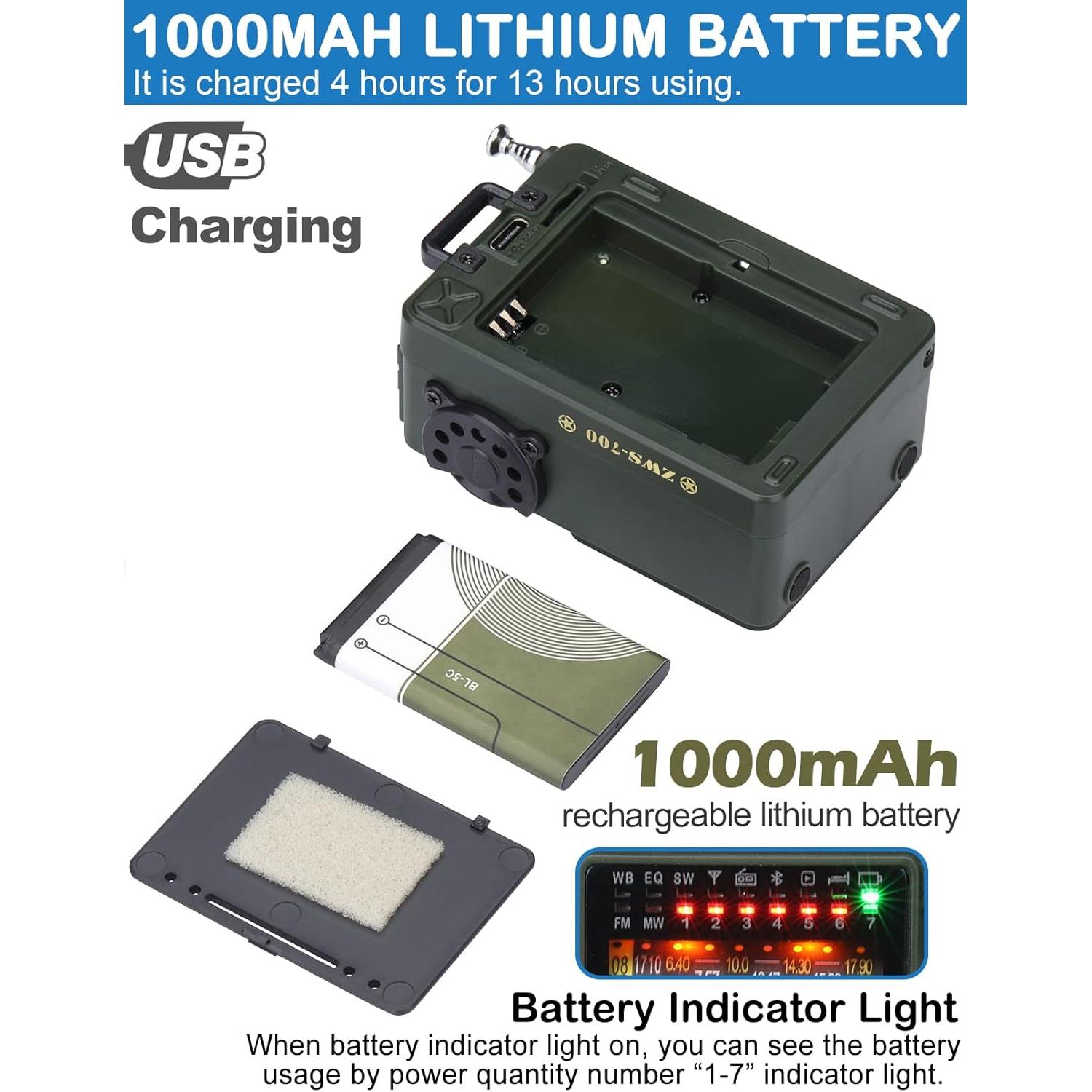 Radio Portátil ZHIWHIS ZWS-700 Bluetooth con Temporizador