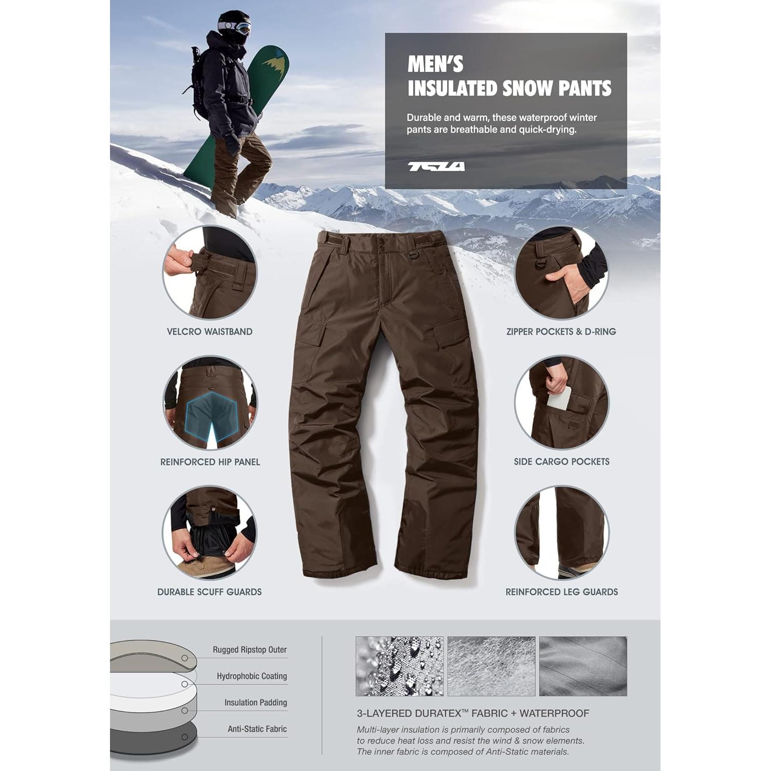 Pantalones de Invierno TSLA para Hombre Aislados Impermeables