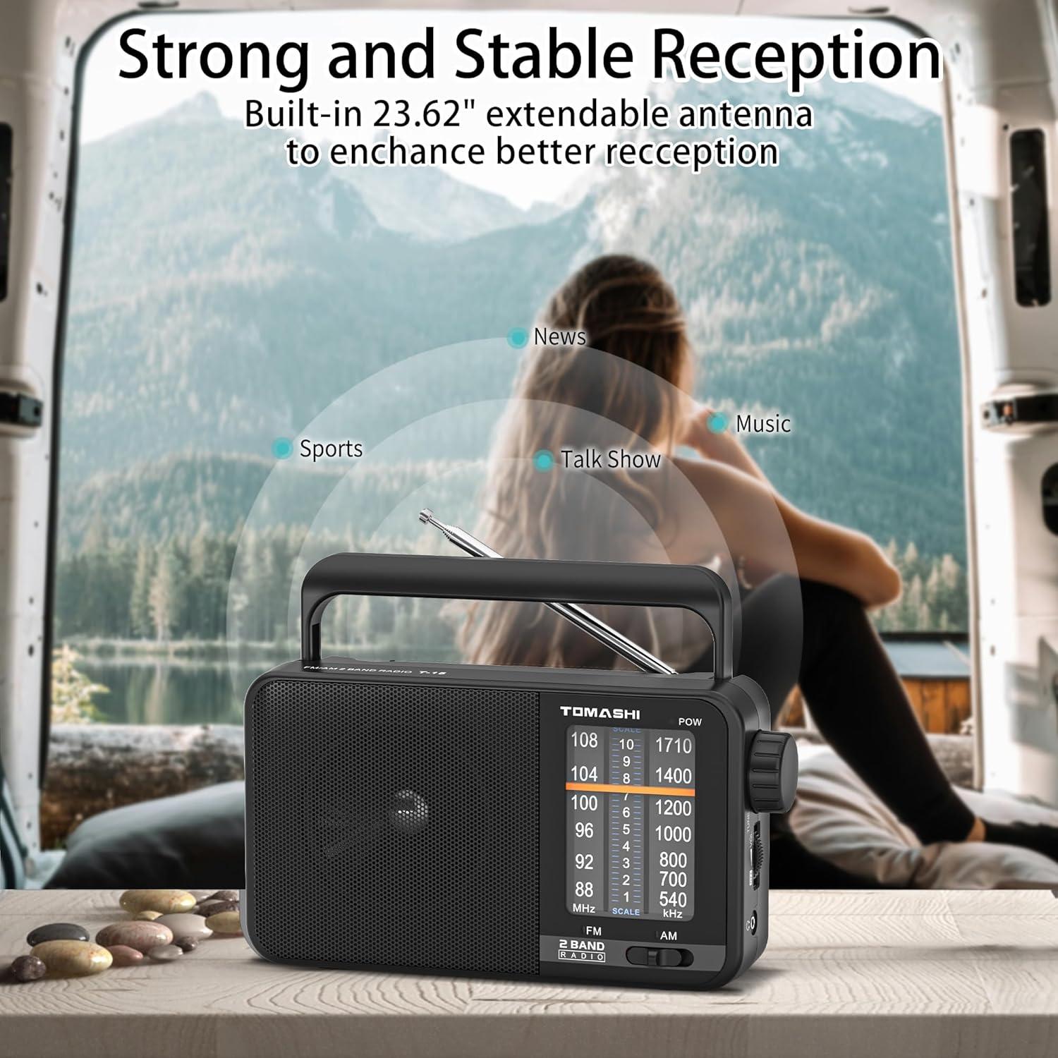 Radio Portátil AM FM TOMASHI T-15 con Altavoz 3.5"