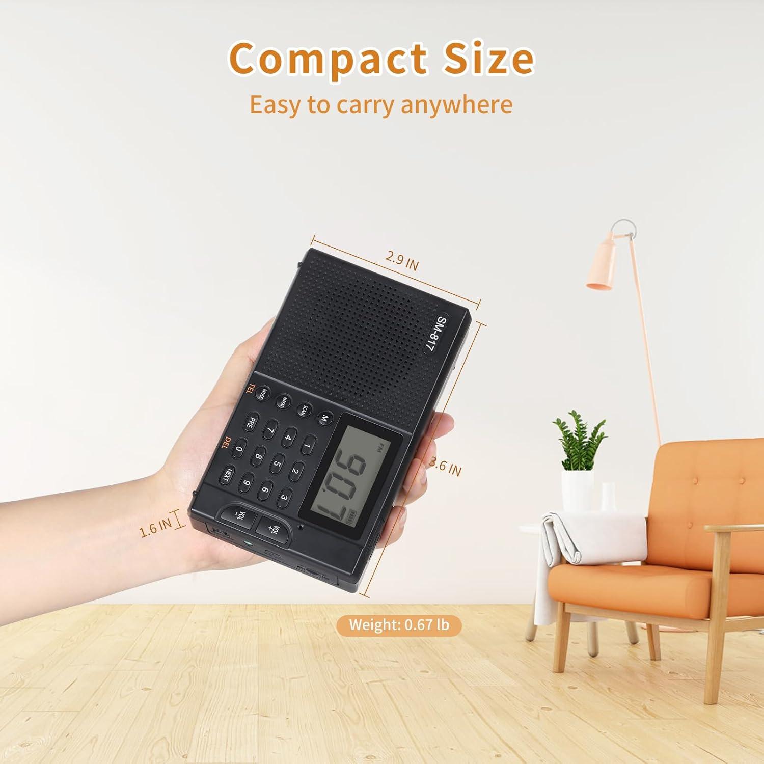 Radio portátil AM FM SW Bluetooth SEMIER 1200mAh con USB