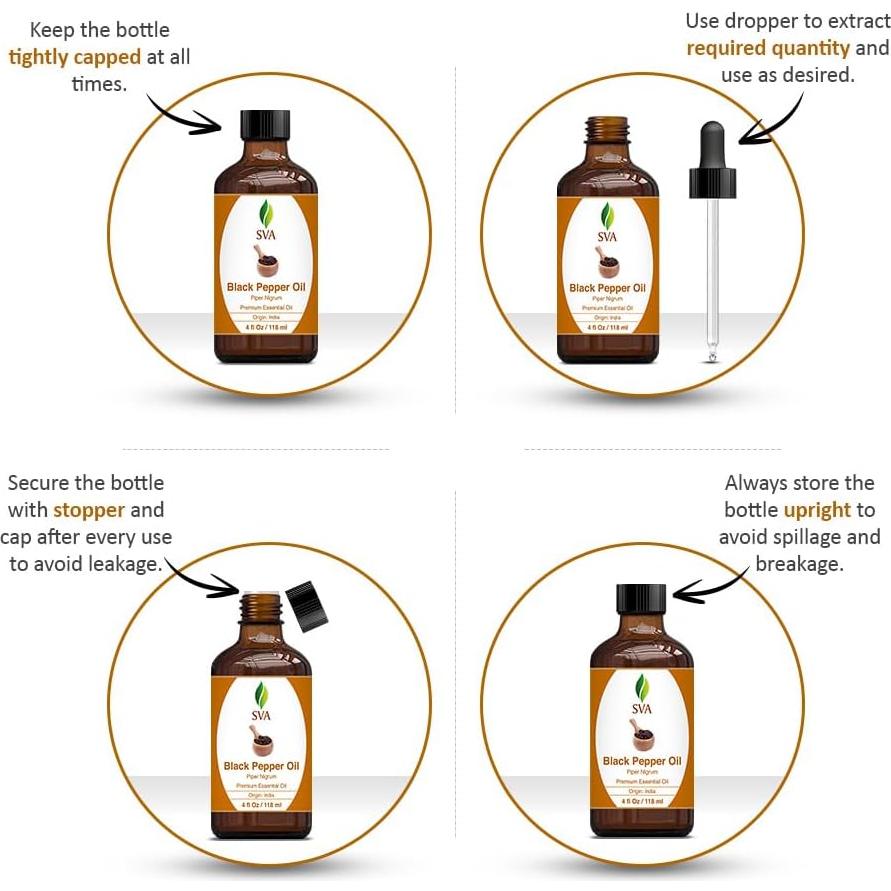 Aceite Esencial de Pimienta Negra SVA 118 ml - 100% Natural