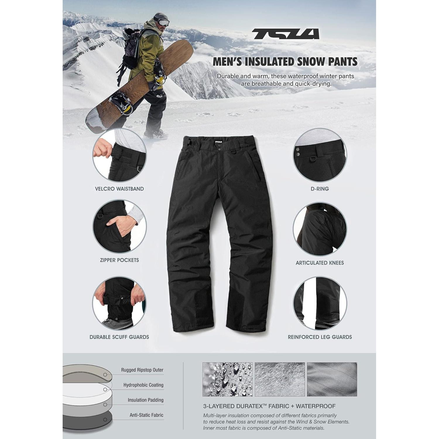 Pantalones de Nieve TSLA para Hombre XX-Large Impermeables