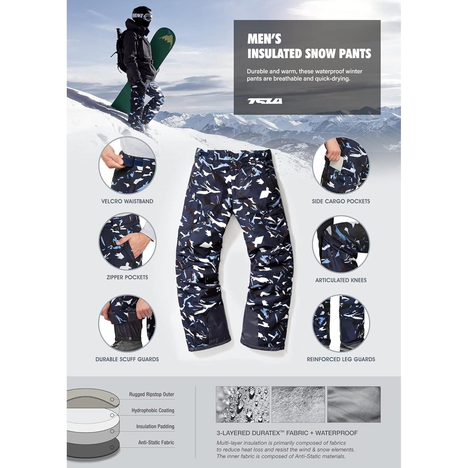 Pantalones de Nieve TSLA para Hombre XX-Large Azul