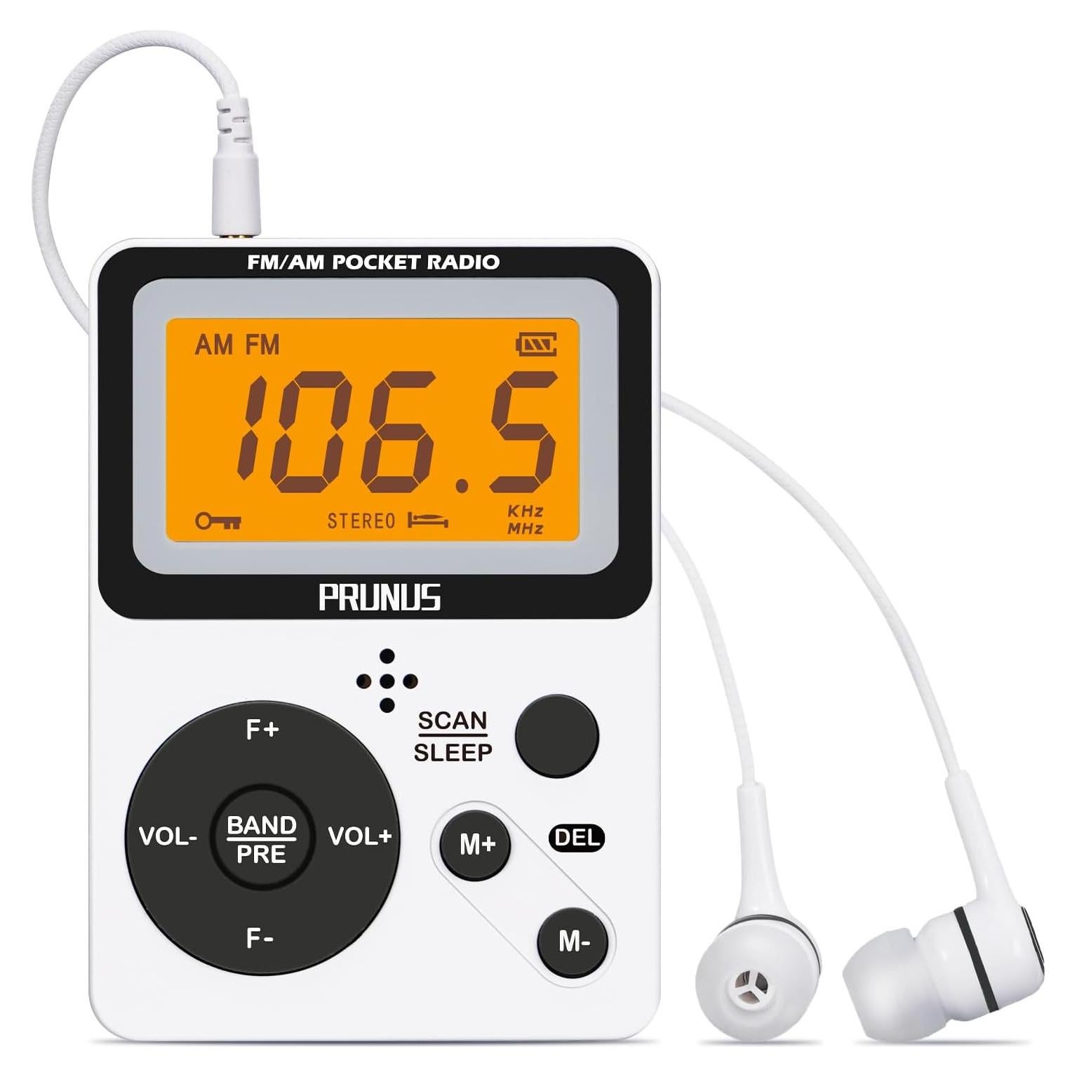 Radio Portátil AM FM PRUNUS J-159 con Auriculares Estéreo