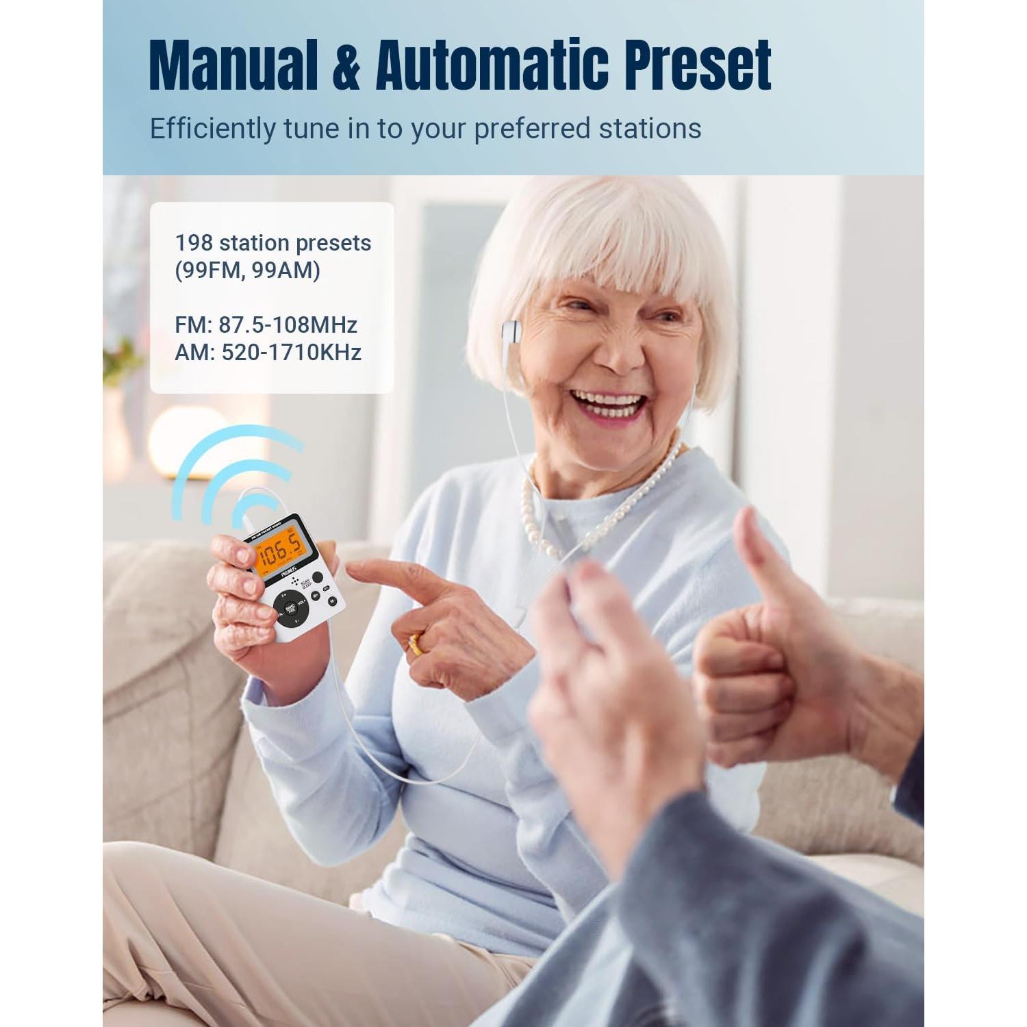 Radio Portátil AM FM PRUNUS J-159 con Auriculares Estéreo