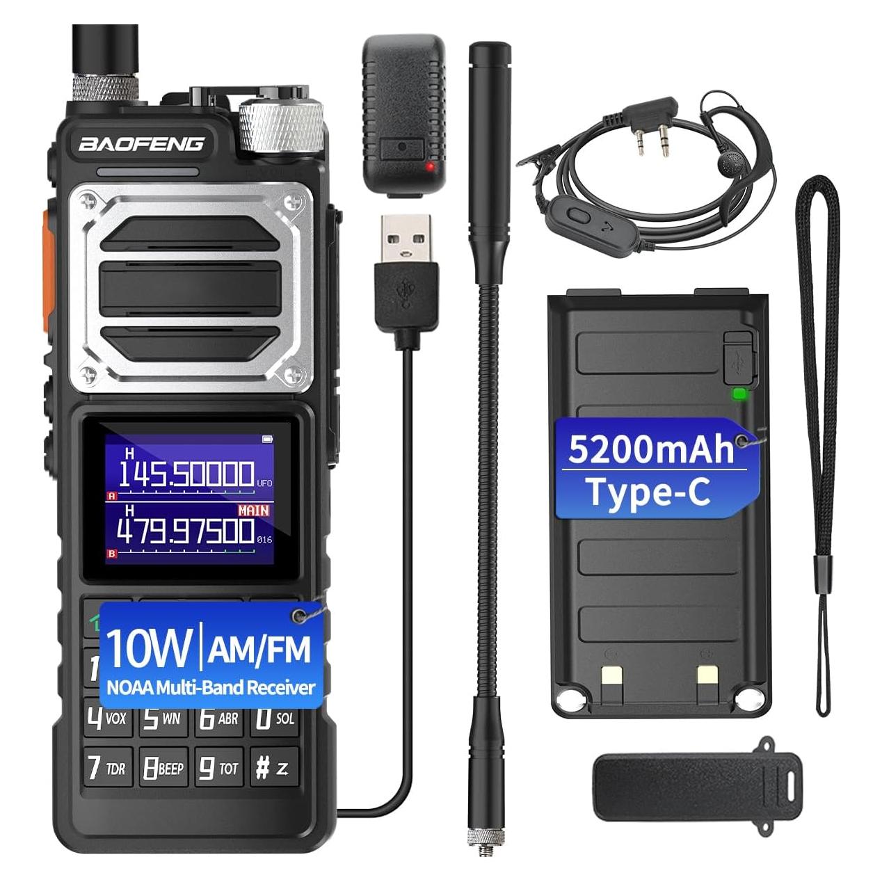 Radio de Ham Baofeng UV-25 Portátil 10W Carga Tipo-C 5200mAh