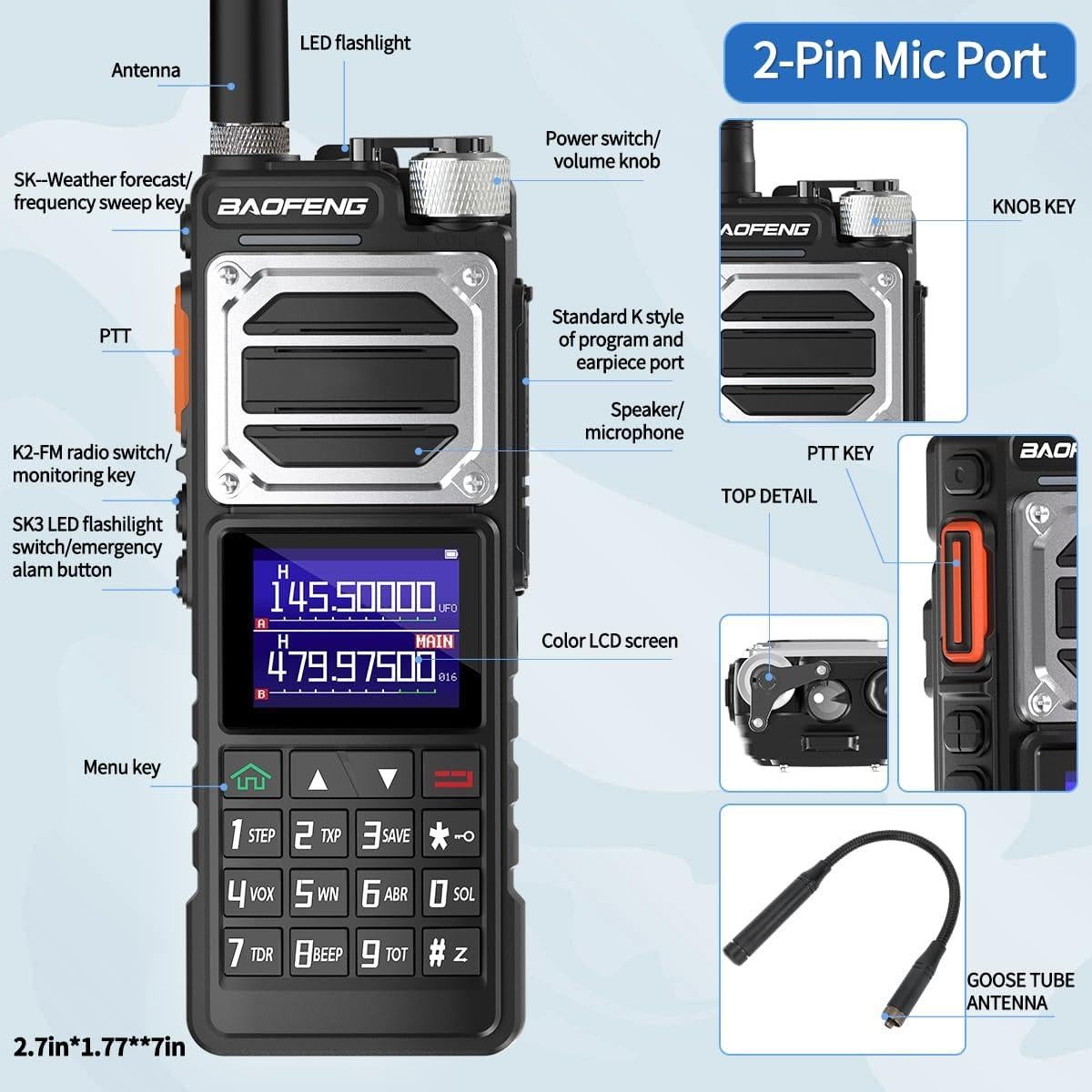 Radio de Ham Baofeng UV-25 Portátil 10W Carga Tipo-C 5200mAh