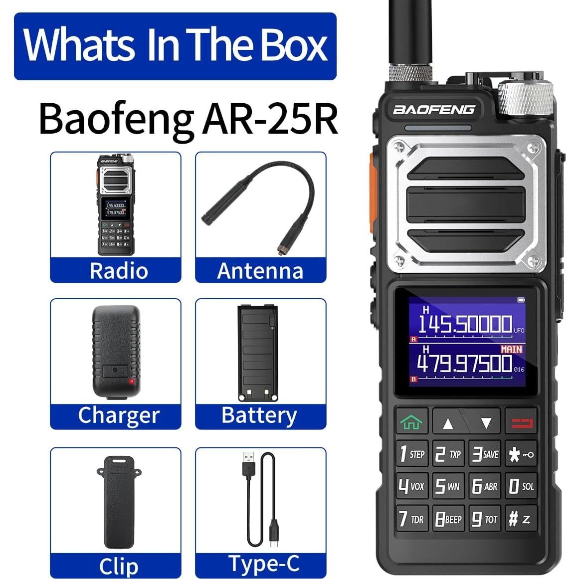 Radio de Ham Baofeng UV-25 Portátil 10W Carga Tipo-C 5200mAh