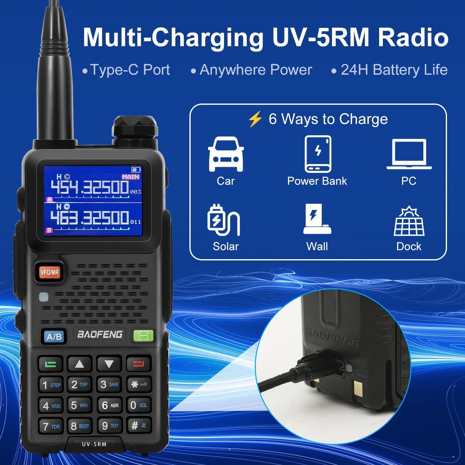 Radio BAOFENG UV-5RM 10W Portátil con Antena Táctica 2500mAh