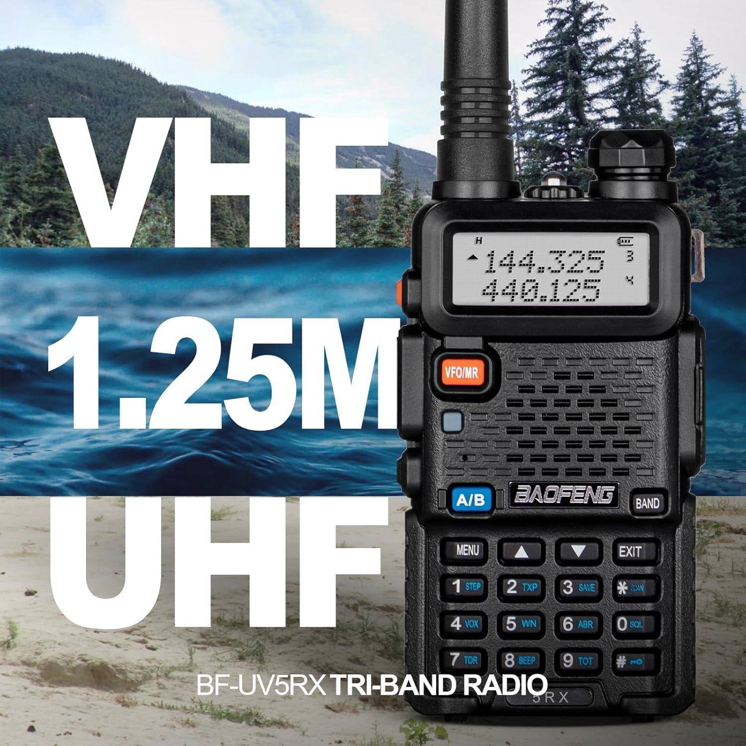 Baofeng 5RX Radio Ham Multibanda VHF UHF 4 Baterías 1800mAh