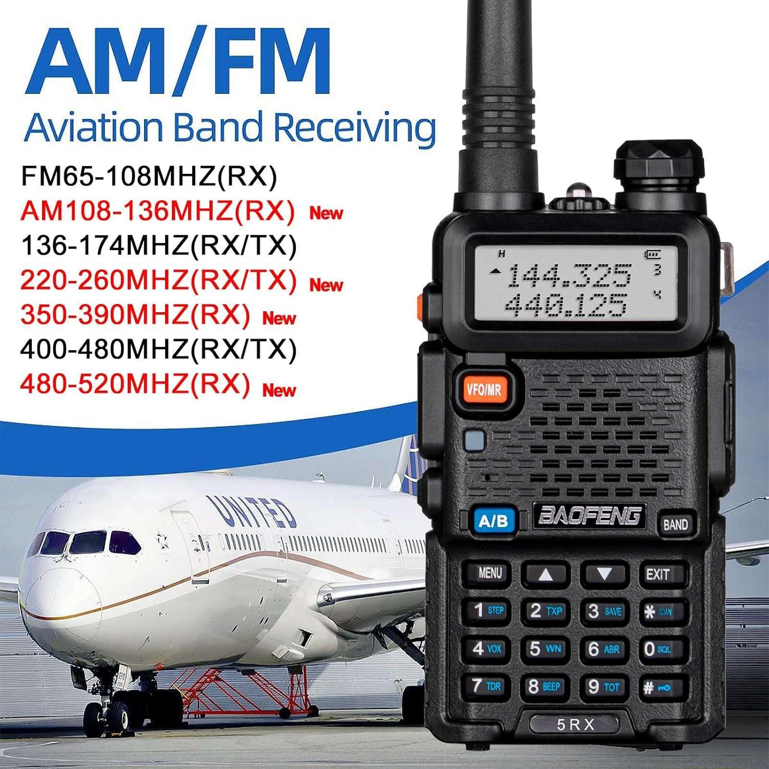 Baofeng 5RX Radio Ham Multibanda VHF UHF 4 Baterías 1800mAh
