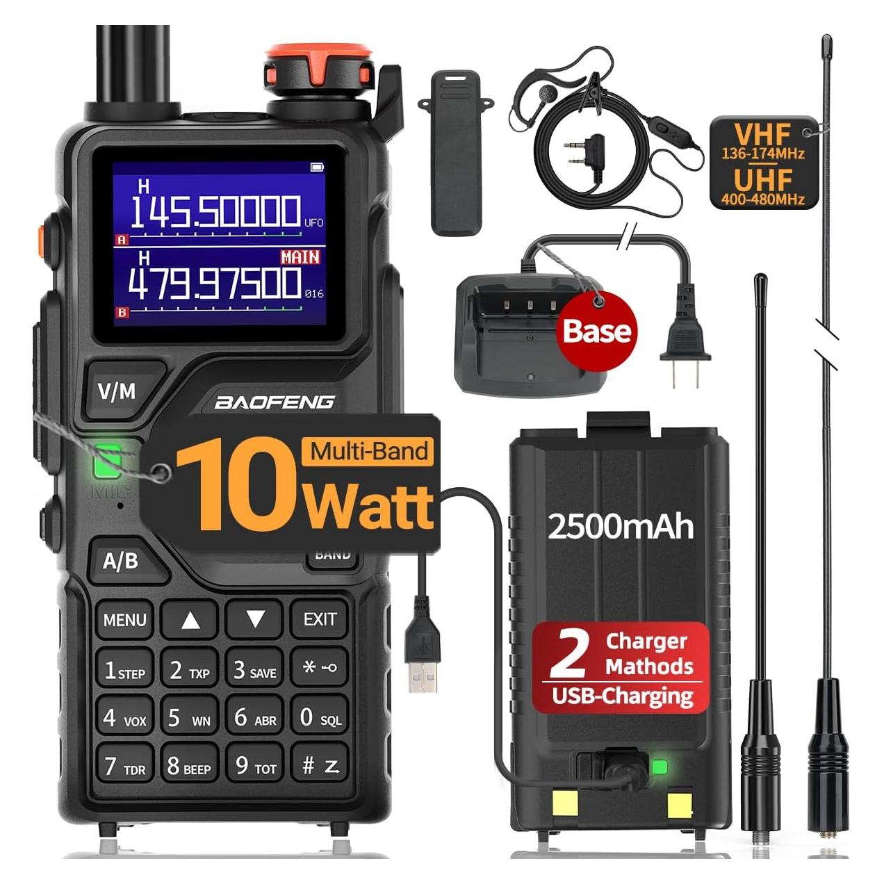 Radio BAOFENG K5 Plus 10W Recargable USB-C Largo Alcance