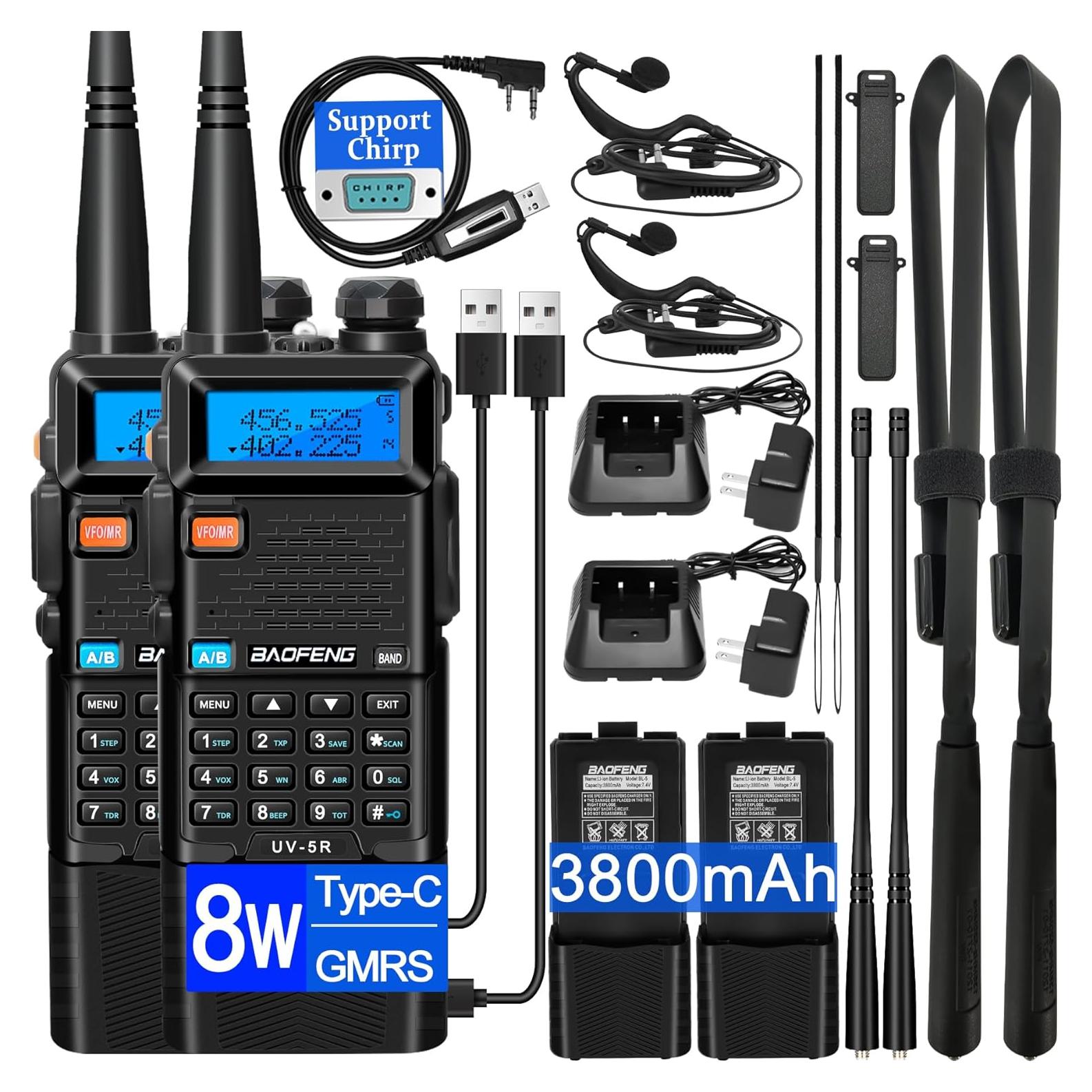 Radio BAOFENG UV-5R 8W Doble Banda 3800mAh Walkie Talkie