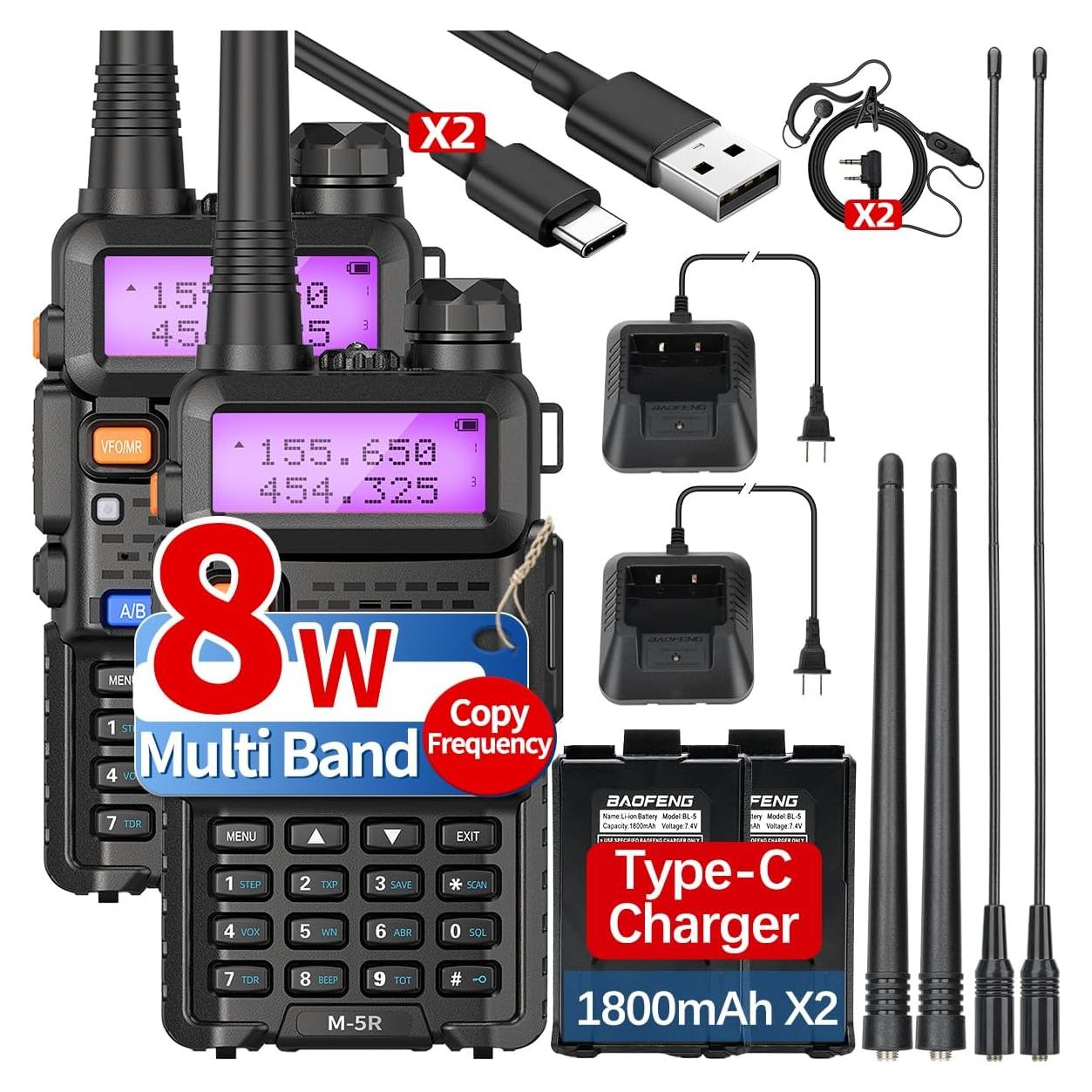 Baofeng M-5R Radio Portátil 8W Bidireccional USB-C