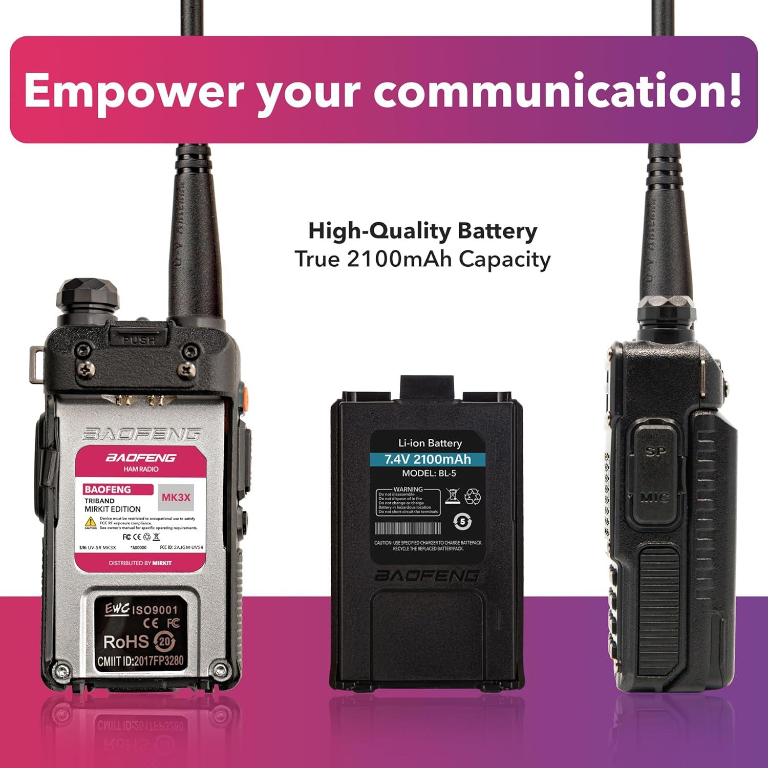 Radio Baofeng UV-5R MK3X Tri-Banda 2025 VHF/UHF 2100mAh