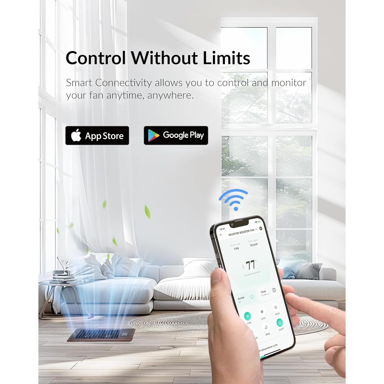 Ventilador Aumentador de Registro Howeall 4x10" Silencioso WiFi