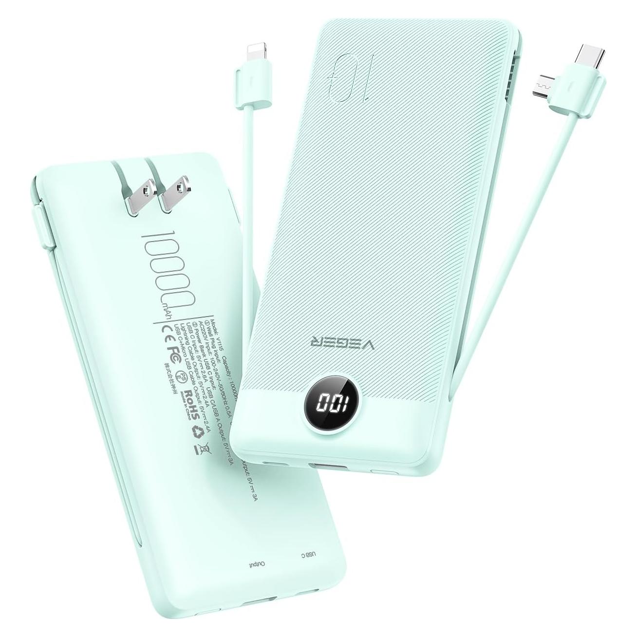 Cargador Portátil VEGER 10000mAh USB-C y iPhone Integrado