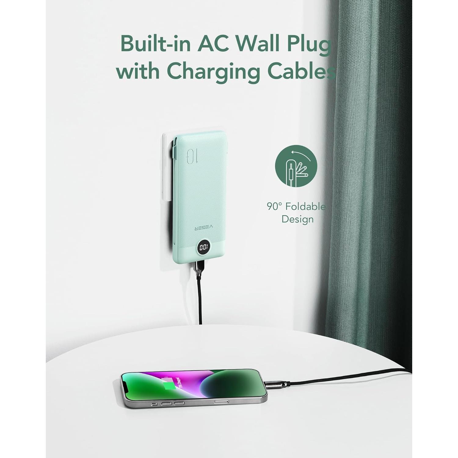 Cargador Portátil VEGER 10000mAh USB-C y iPhone Integrado