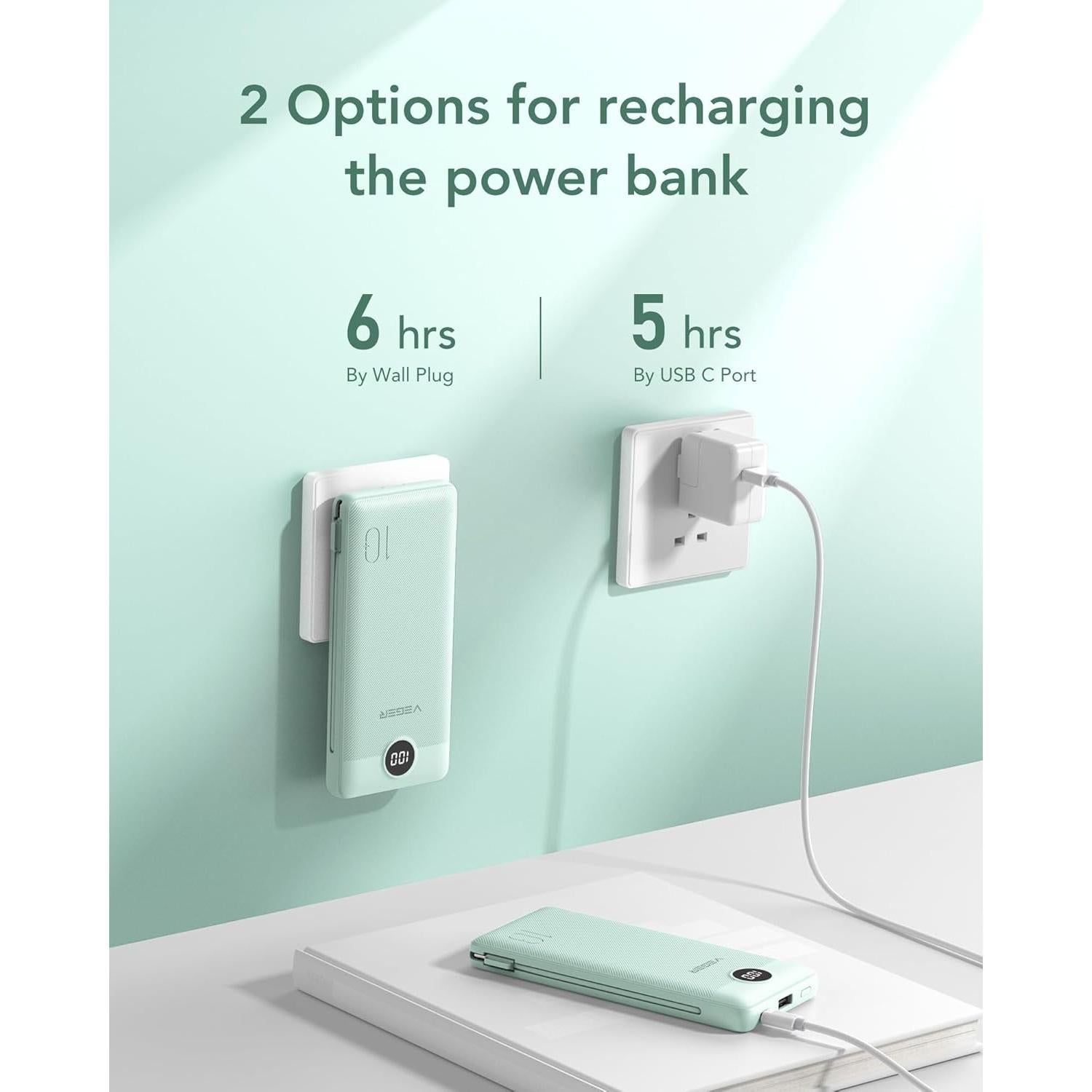 Cargador Portátil VEGER 10000mAh USB-C y iPhone Integrado