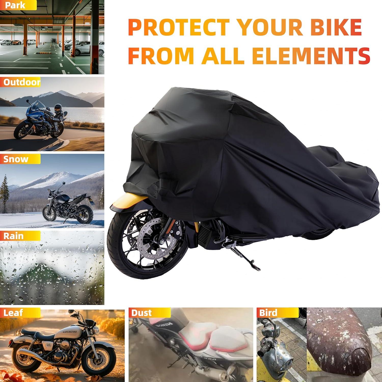 Funda de Motocicleta Impermeable Wrypun 264 cm con Agujeros para Candado