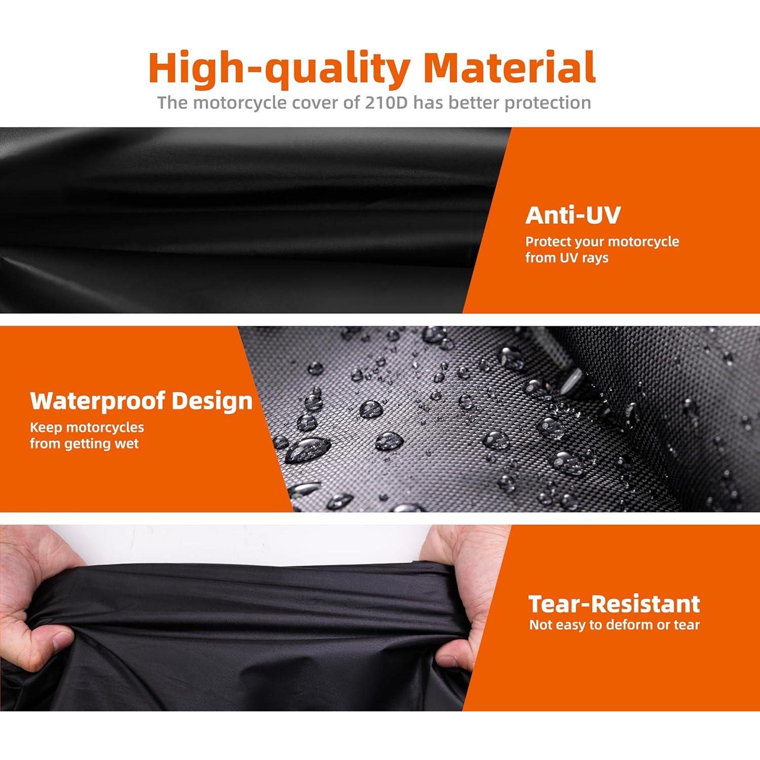 Funda de Motocicleta Impermeable Wrypun 264 cm con Agujeros para Candado