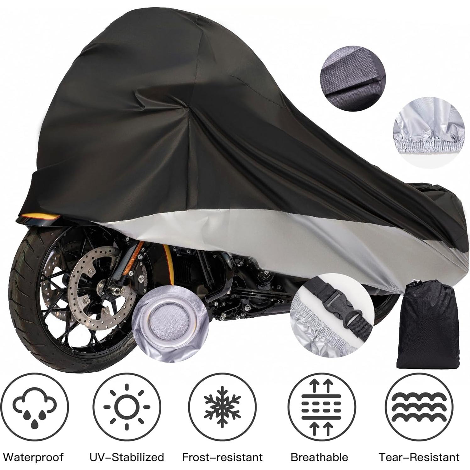 Funda de Motocicleta Impermeable Wrypun 264 cm con Agujeros para Candado