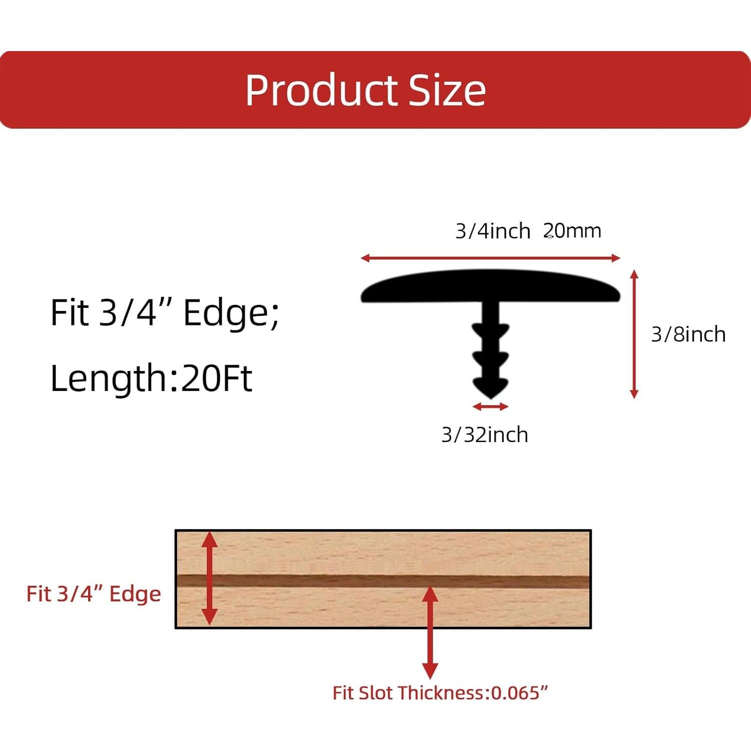 Moldura de goma T Aroilder 6.1m 3/4" negra para bordes