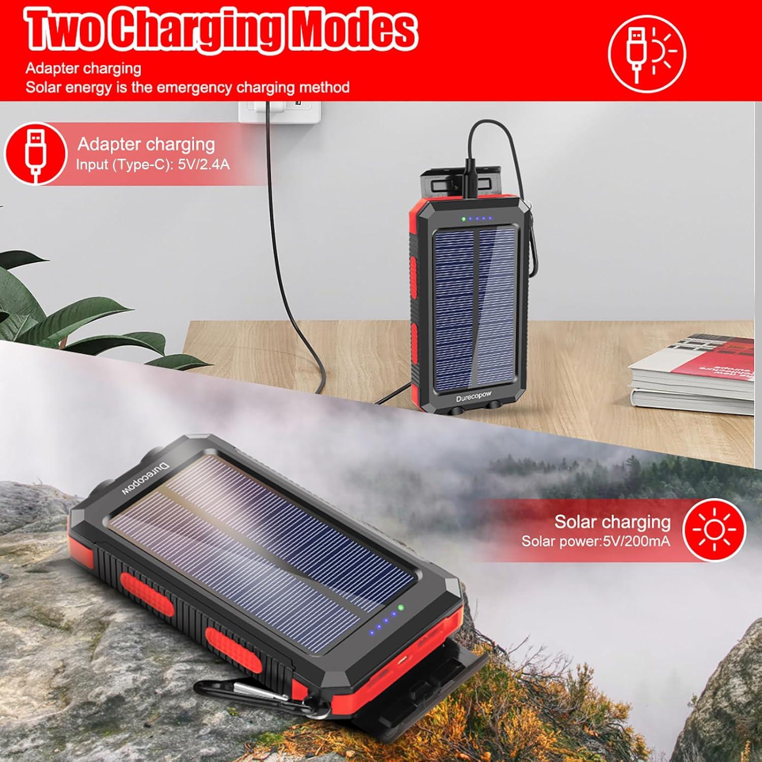 Cargador Solar Power Bank ShenZhen 20000mAh Rojo USB-C
