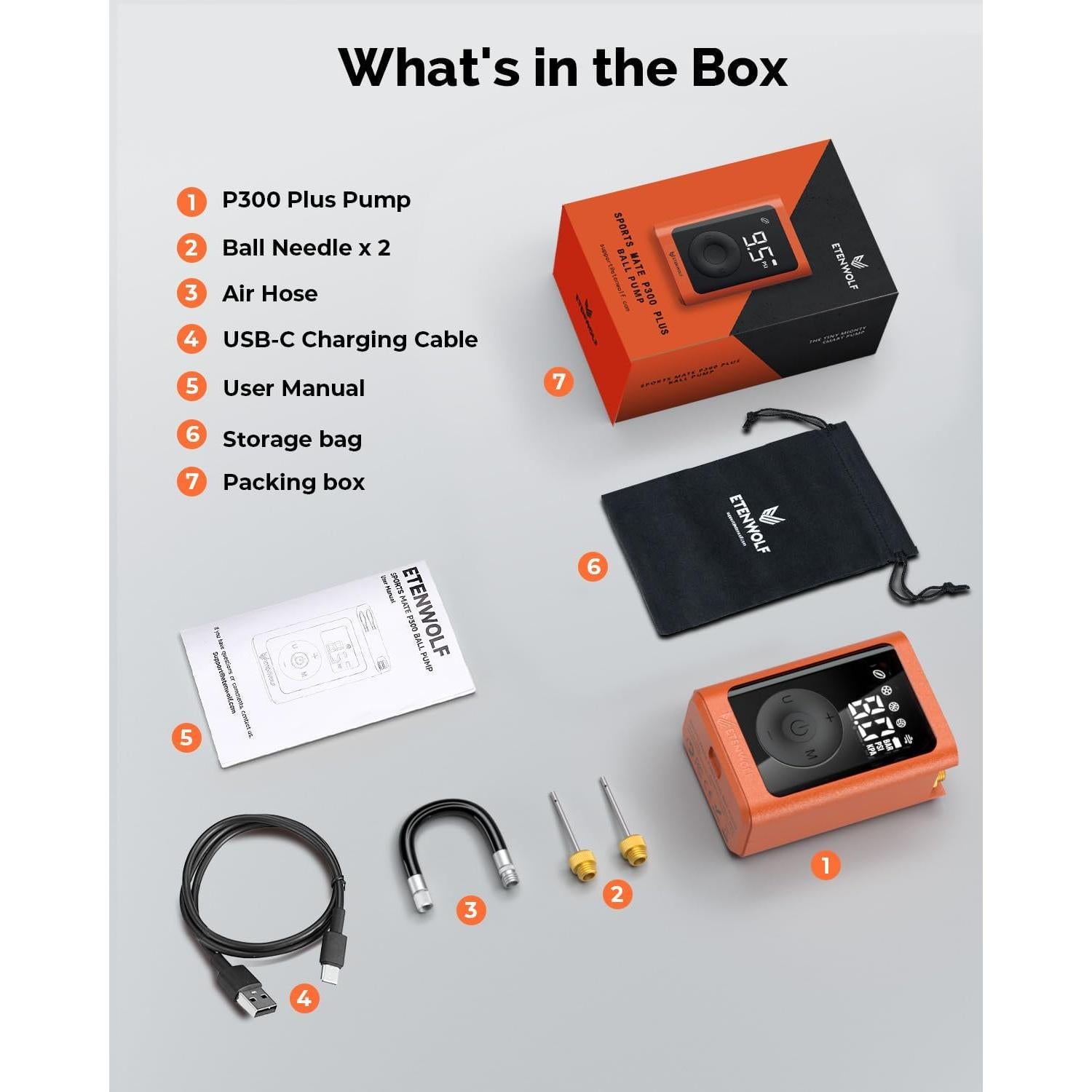 Bomba de Pelotas ETENWOLF P300 Plus Eléctrica 3200 mAh