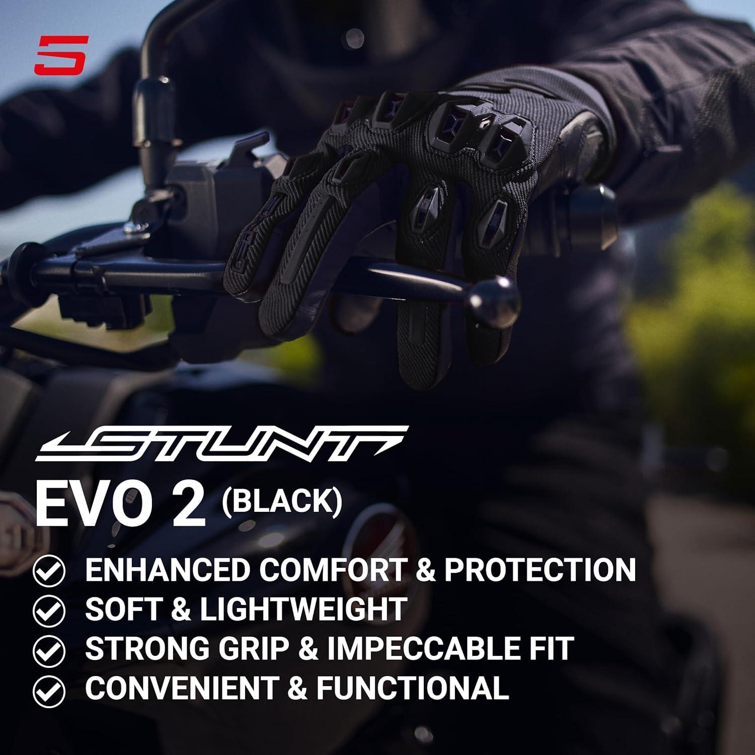 Guantes de Motocicleta FIVE Stunt EVO 2 Talla 11 XL Negro