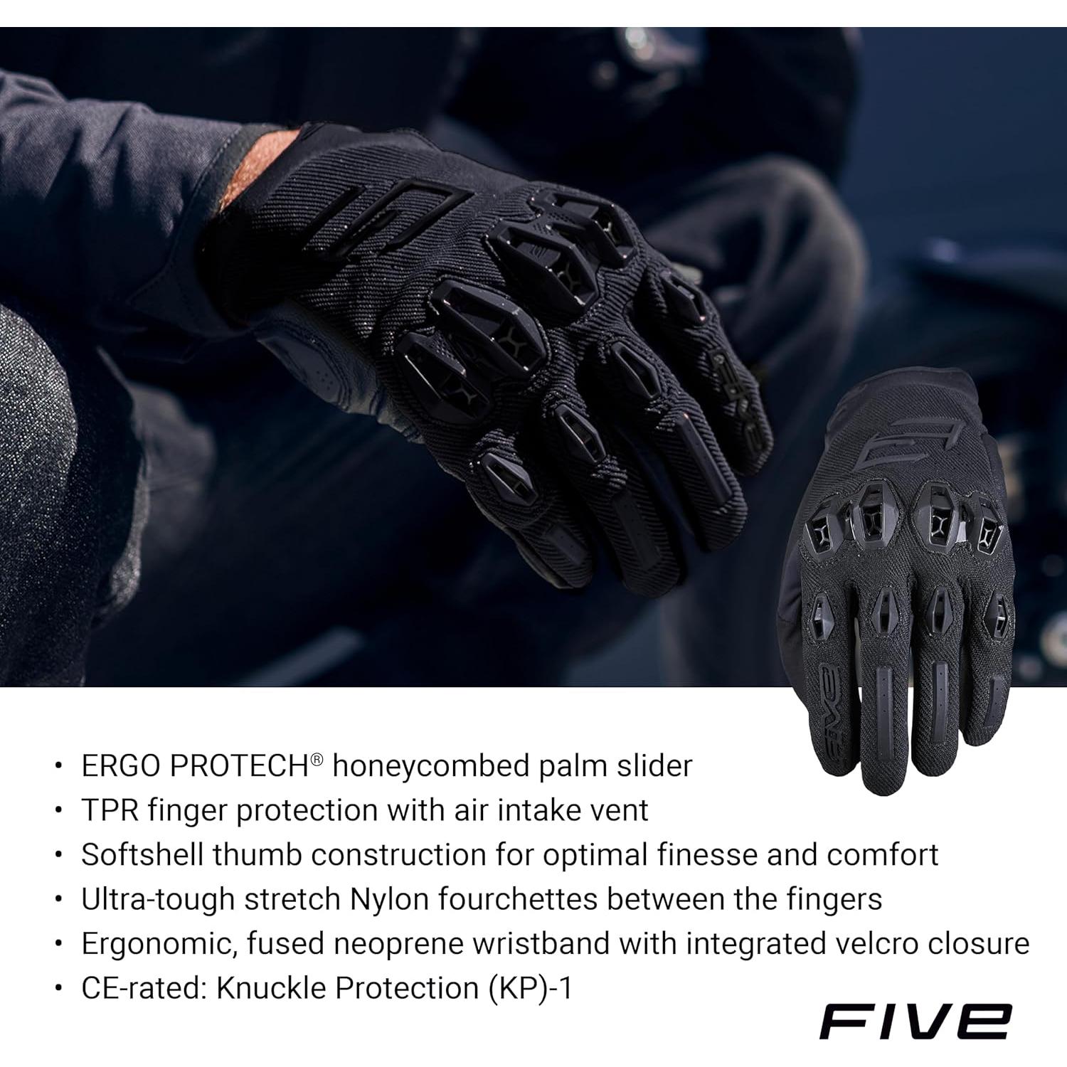 Guantes de Motocicleta FIVE Stunt EVO 2 Talla 11 XL Negro