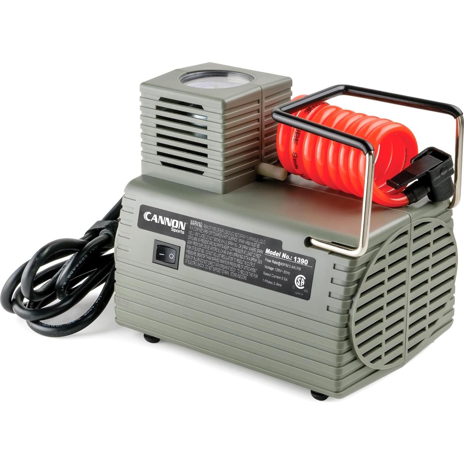 Bomba Infladora Eléctrica Cannon Sports 120V con Manómetro