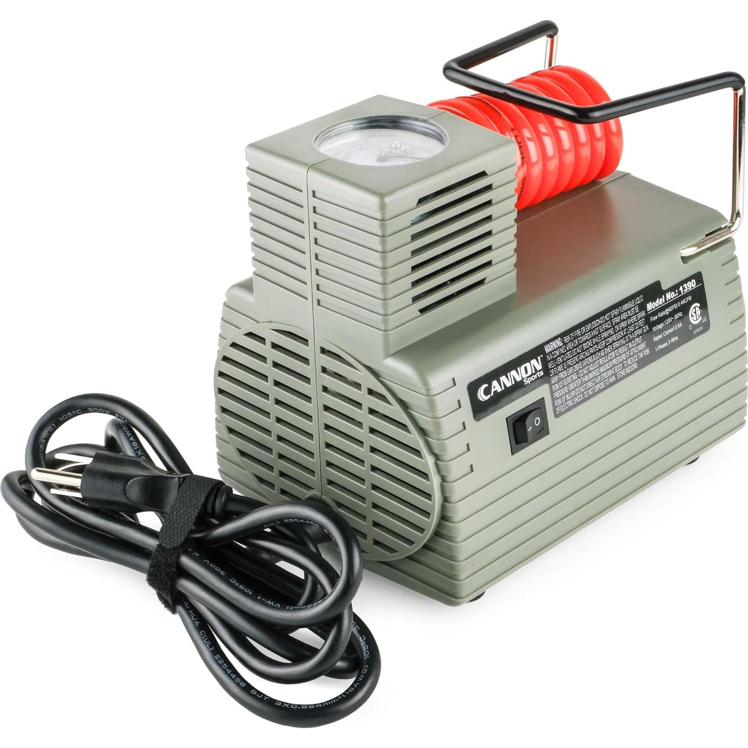 Bomba Infladora Eléctrica Cannon Sports 120V con Manómetro