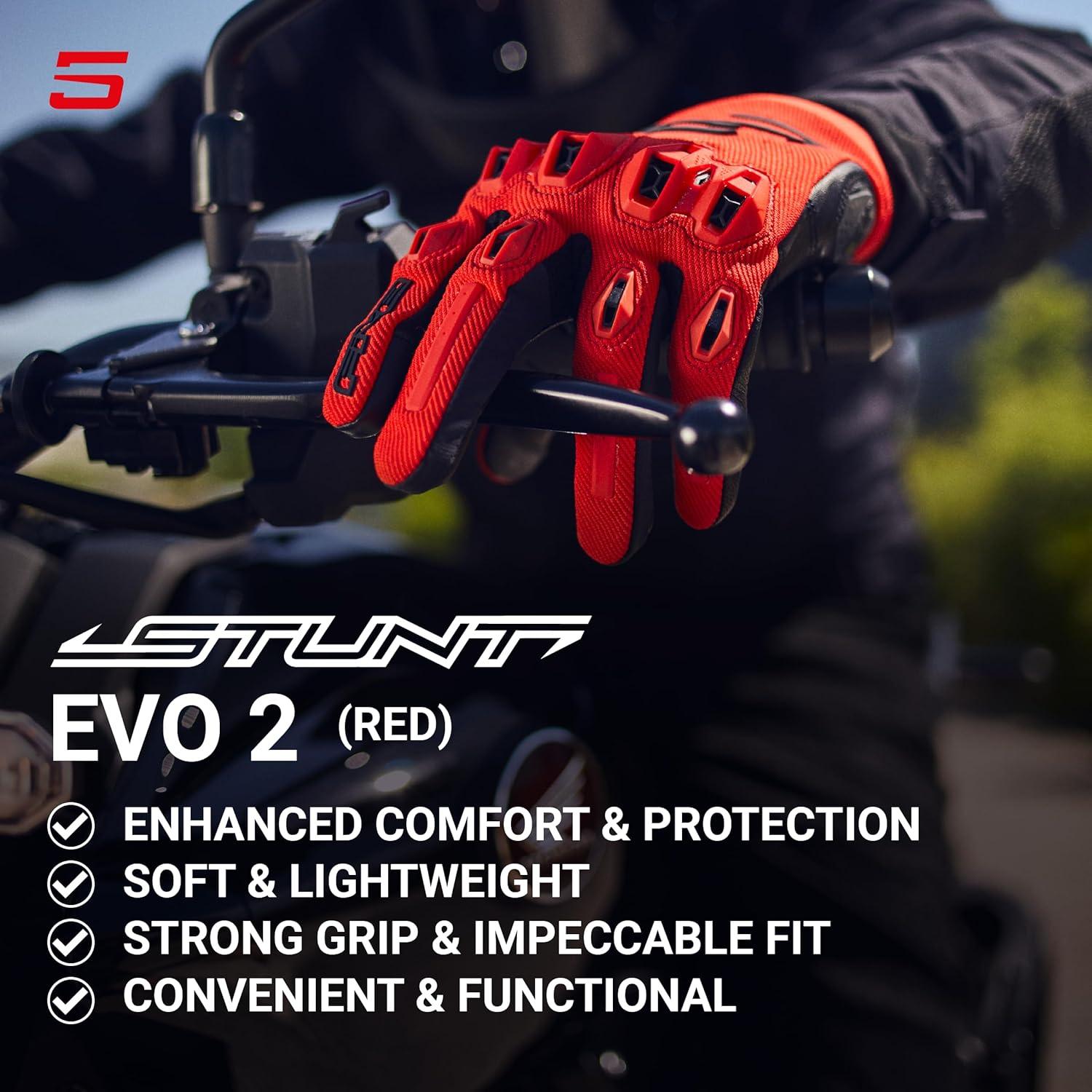 Guantes de Motocicleta FIVE Stunt EVO 2 XL Negro/Rojo