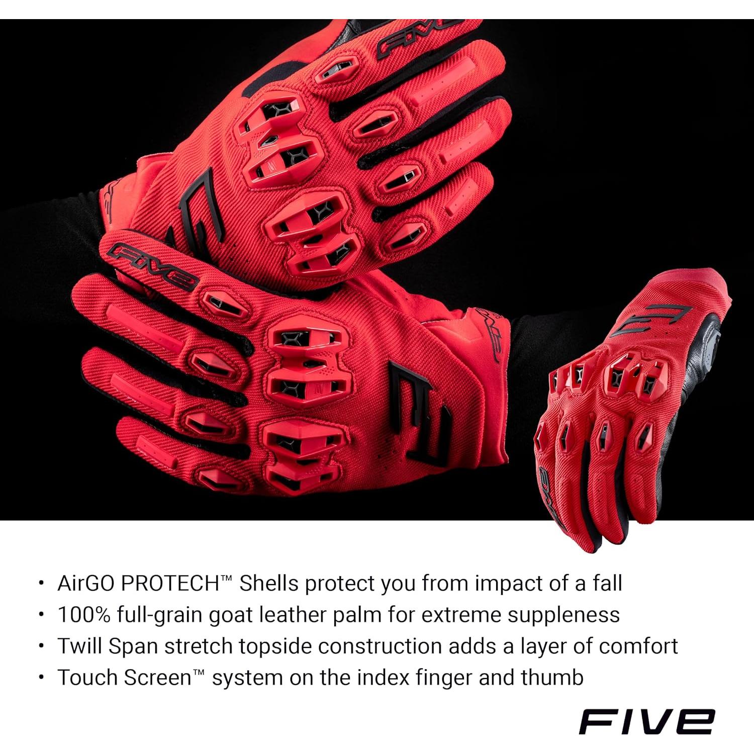 Guantes de Motocicleta FIVE Stunt EVO 2 XL Negro/Rojo