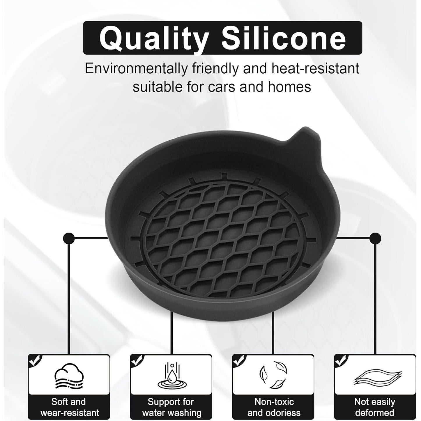 Posavasos de Silicona SINGARO para Coche - Juego de 4 Negro