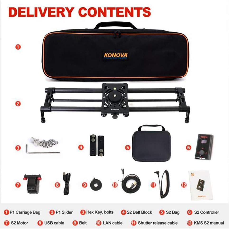 Deslizador Motorizado KONOVA P1 de Carbono 60cm para Timelapse