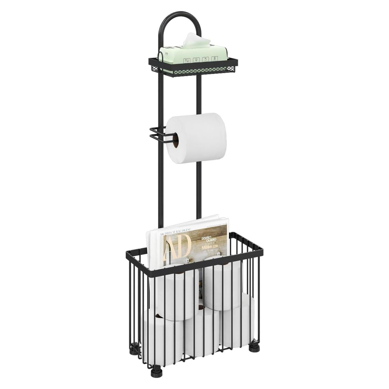 Soporte de Papel Higiénico Independiente X-cosrack Negro con Estante