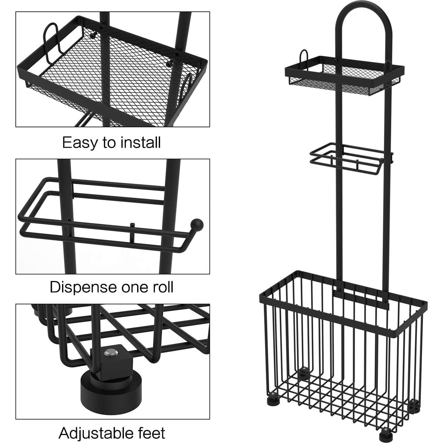 Soporte de Papel Higiénico Independiente X-cosrack Negro con Estante