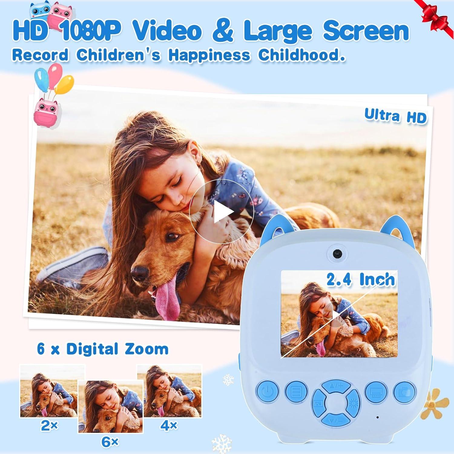 Cámara Instantánea CILSER para Niños 32GB Doble Lente 1080P