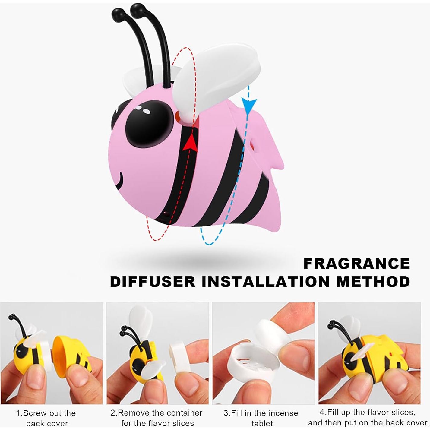 Ambientador de Auto Abeja Linda SHMZK - Fragancia Rosa