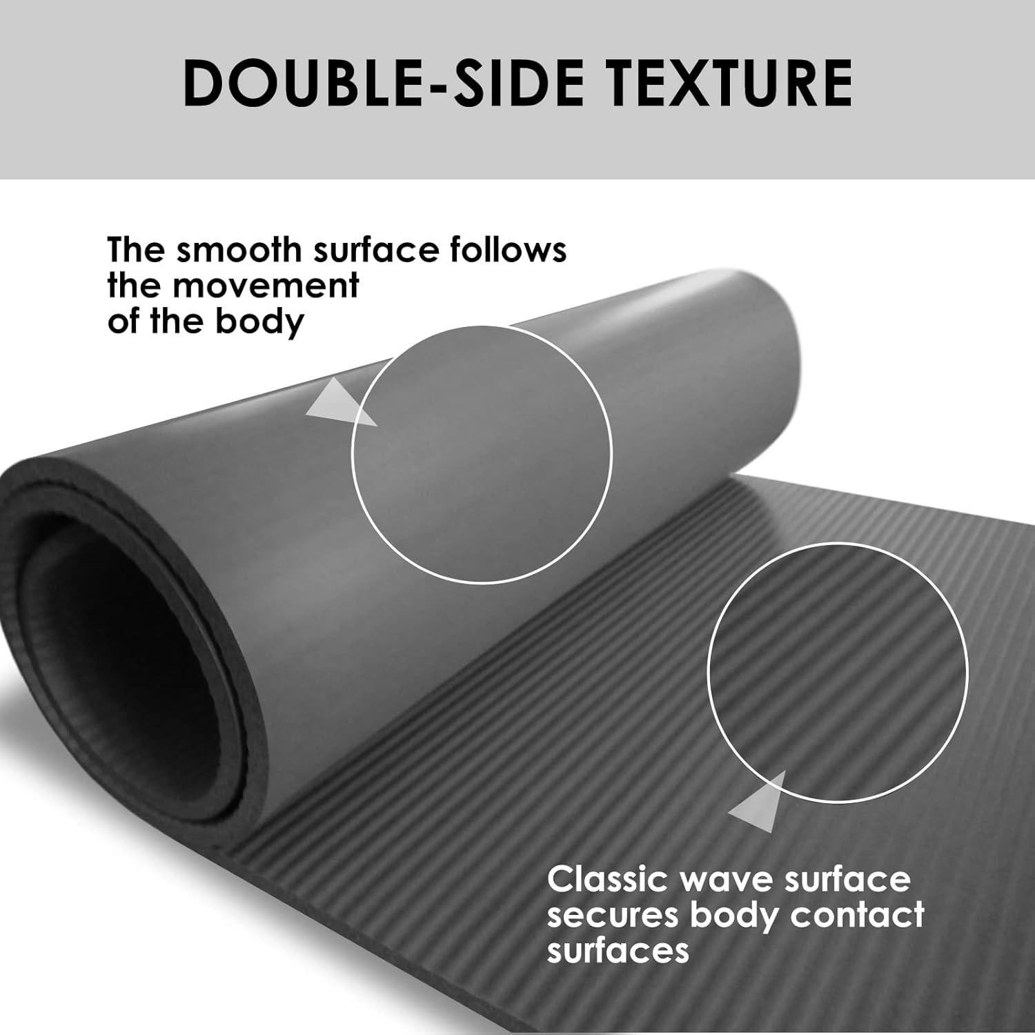 YAMAZEN Esterilla de Yoga 183x61cm 10mm Gris Antideslizante