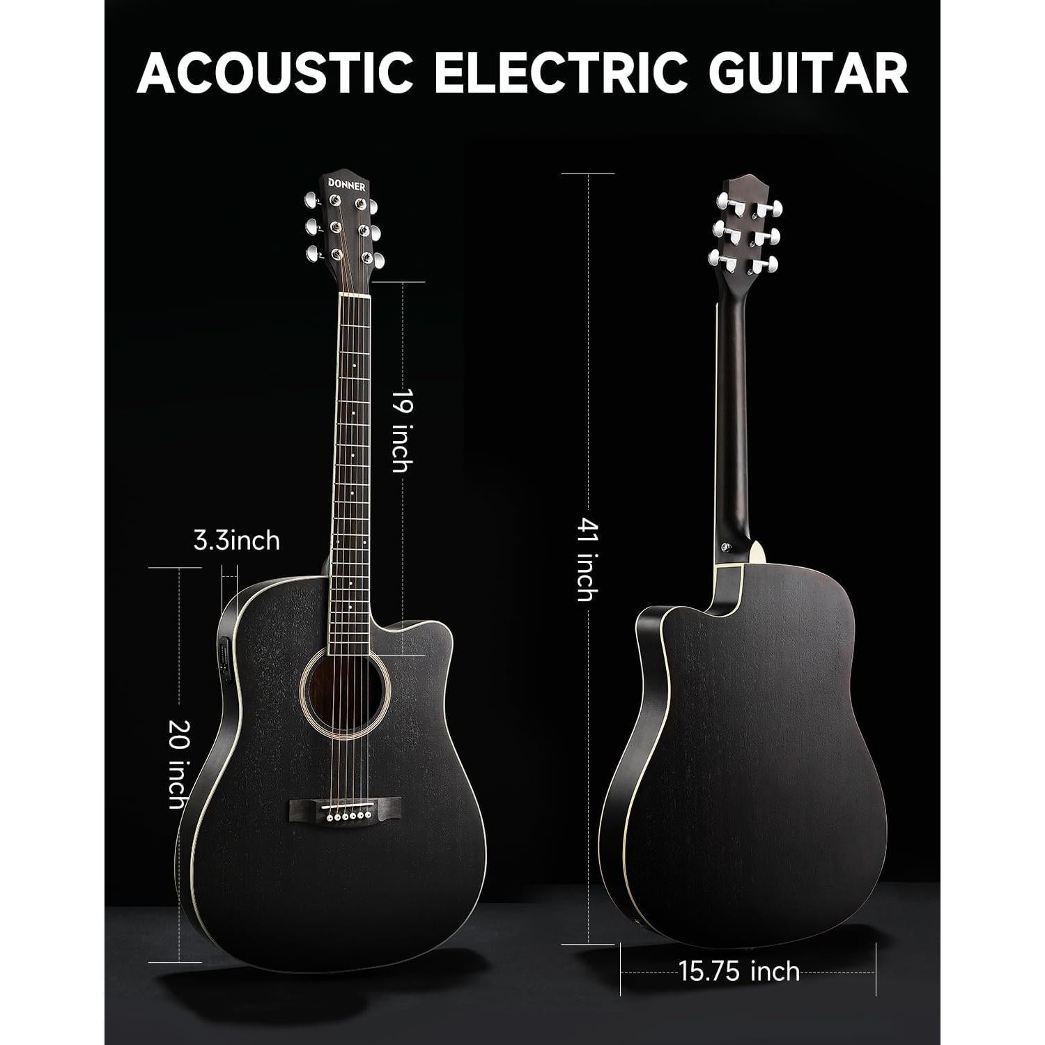 Guitarra Acústica Eléctrica Donner 41" con Kit para Principiantes
