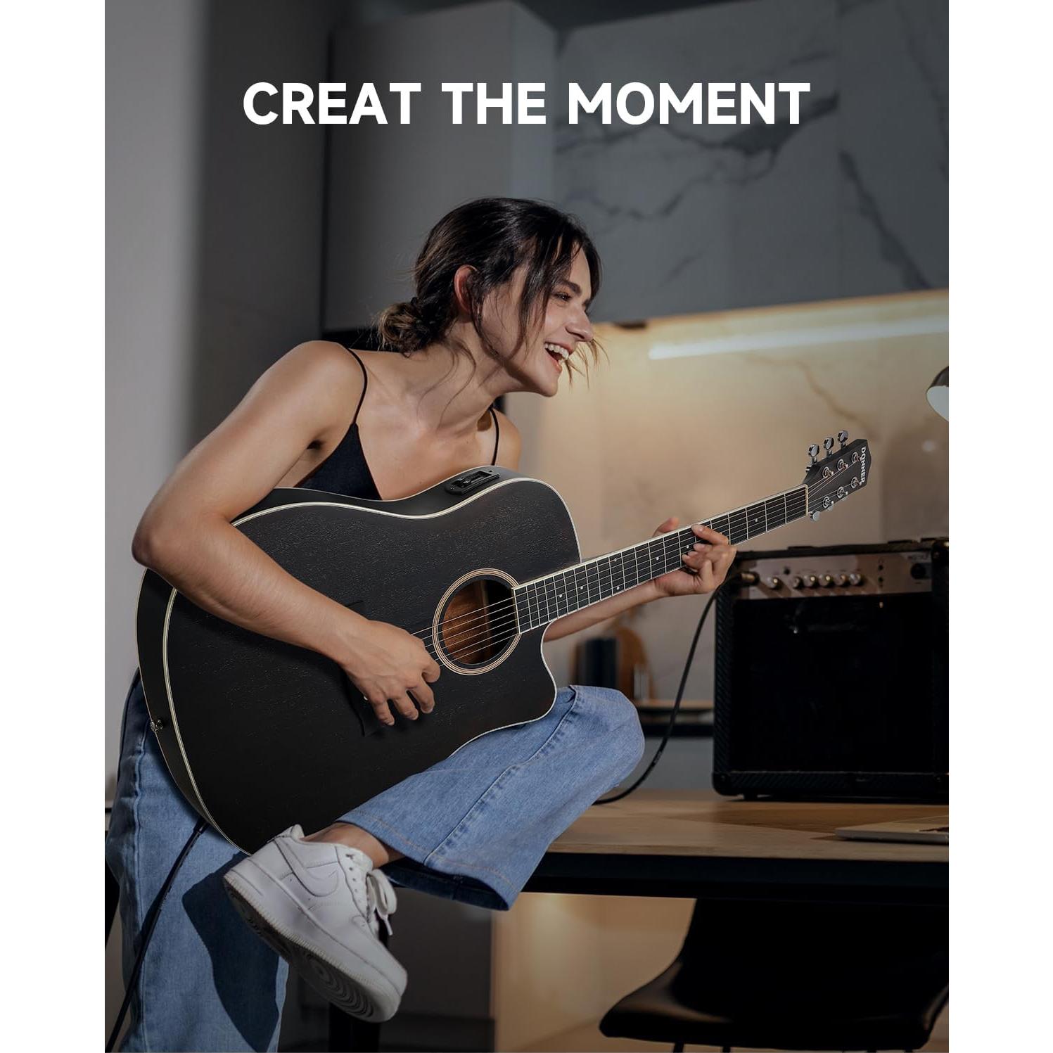 Guitarra Acústica Eléctrica Donner 41" con Kit para Principiantes