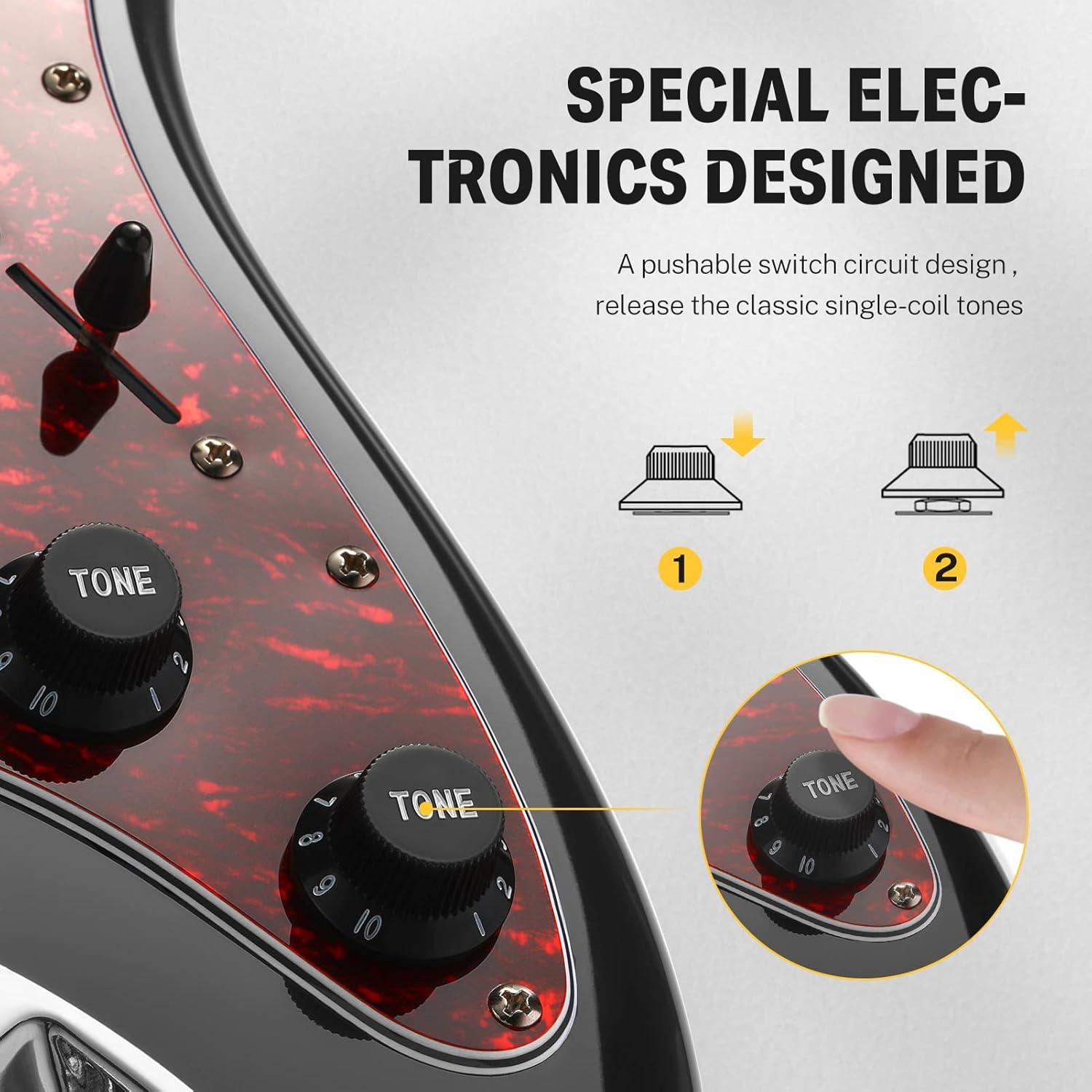 Guitarra Eléctrica Donner DST-200 39" Cuerpo Sólido Negro